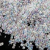 OLYCRAFT 210g 1~3mm Glass Bubble Beads No Hole Iridescent Beads Water Droplets Bubble Bead Iridescent Glass Bead for Resin Crafting Nail Arts Decoration