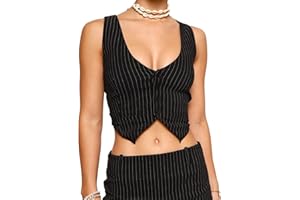 KMBANGI Women's Button Waistcoat Vest Dressy Crop Corset Bustier Racerback Tank Top Punk Grunge Streetwear