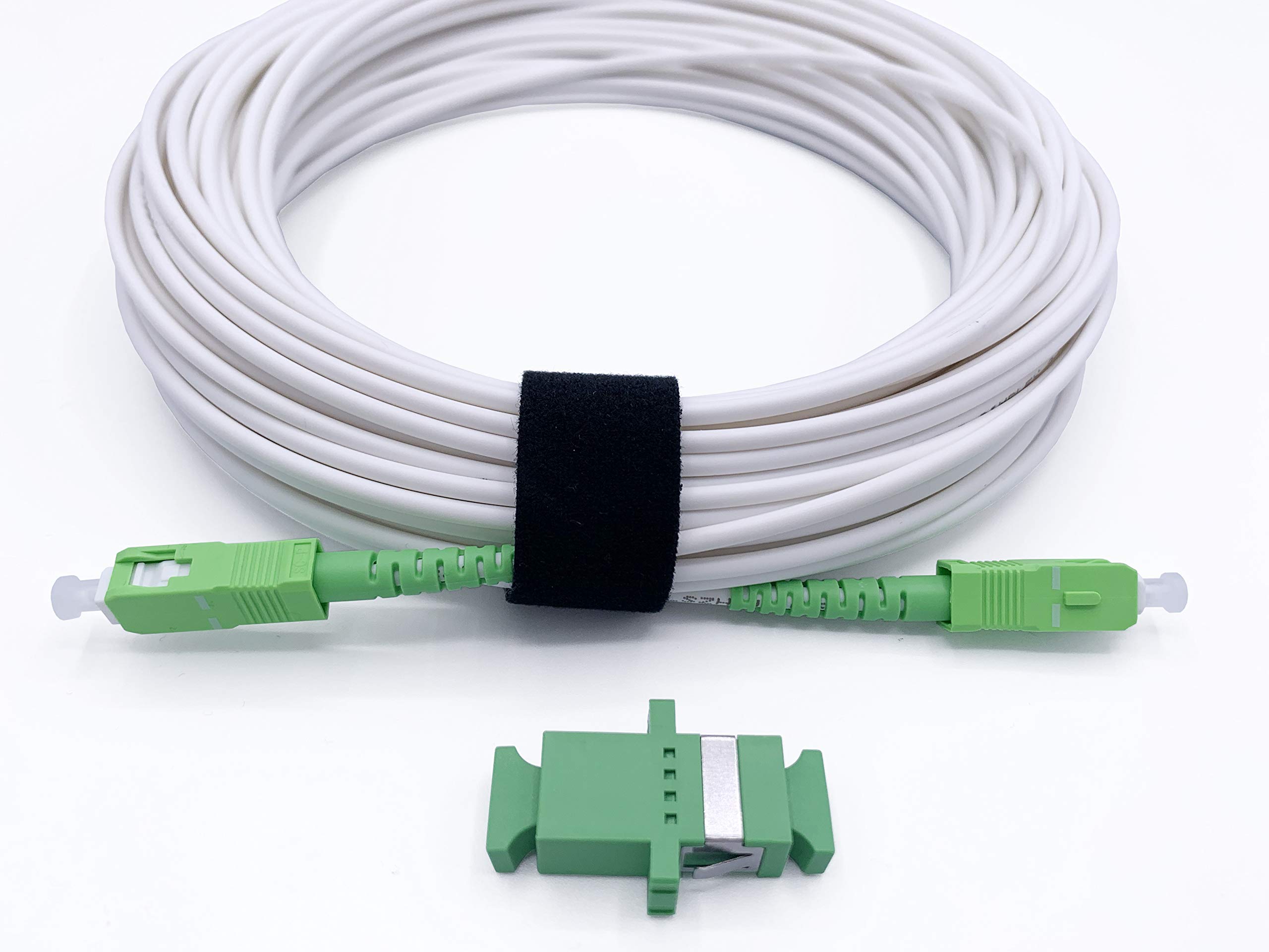 Elfcam® - Fiber Optic Singlemode SC/APC to SC/APC, 7m / 22.97ft, Compatible with FTTH Cable, White, Delivery with Coupler