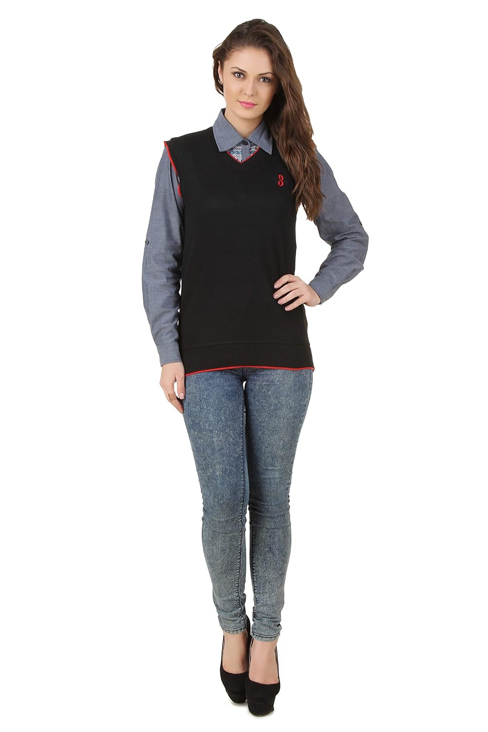 eprilla women's woollen blend black sweater