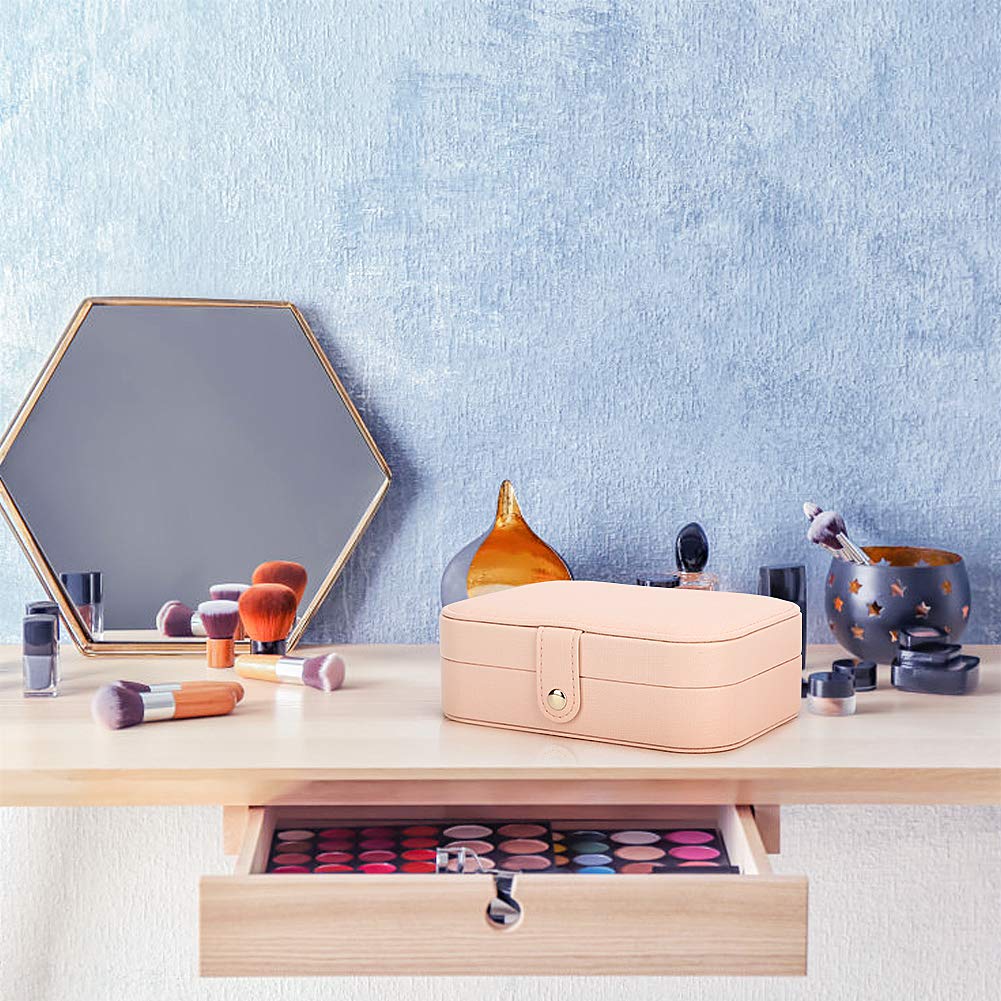 Travel Jewelry Case Jewelry Organizer Box with Two Layer Portable Small Jewelry Storage Case Accessories Holder/Pink