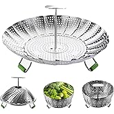 Steamer Basket, Veggie Steamer Basket for Cooking Stainless Steel Folding Vegetable Steamer Insert with Extending Removable C