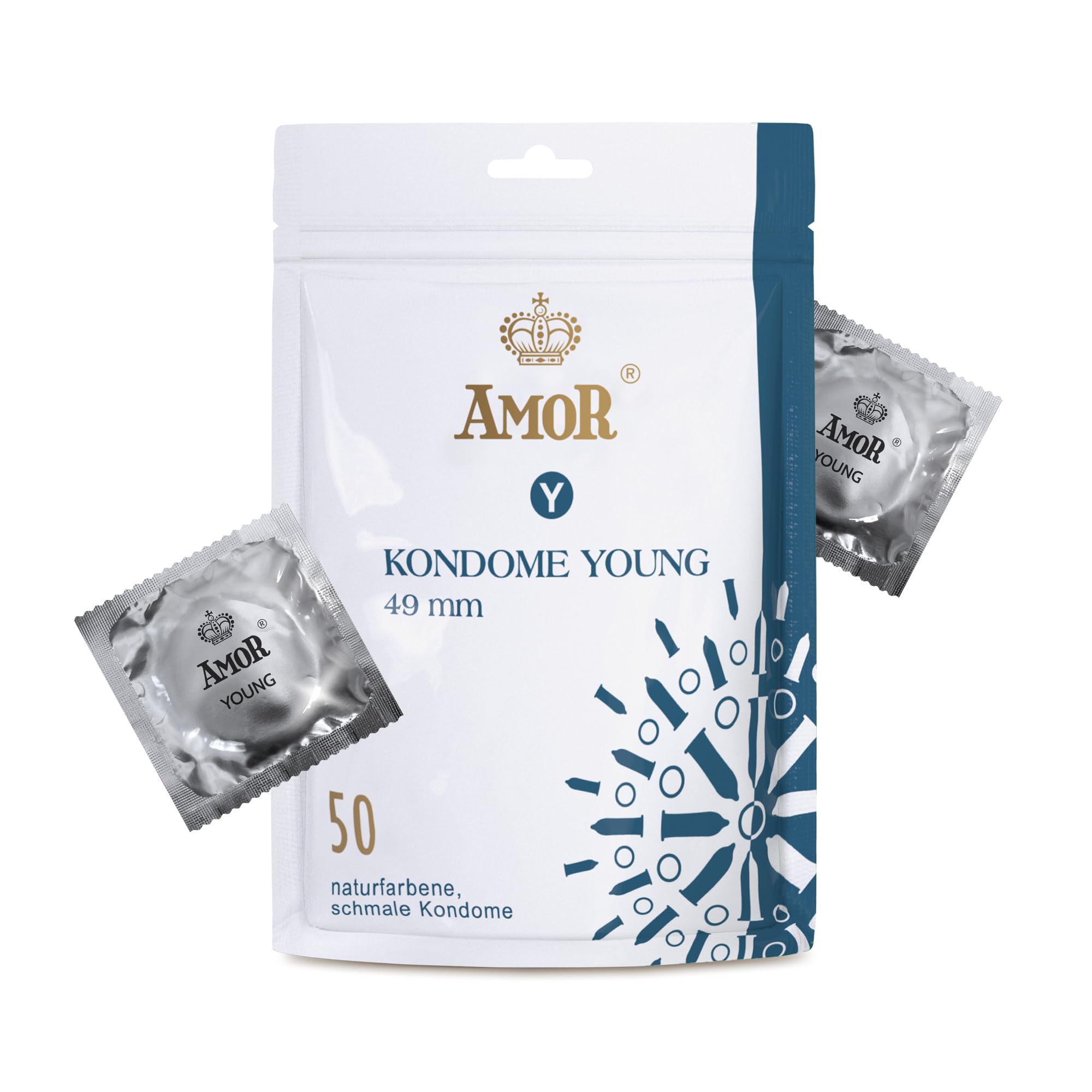 AMOR Premium Condoms, Narrow Fit Ø 49 mm, Pack of 50