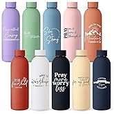 LemonRoad 10 Pcs Christian Gifts for Women Stainless Steel Water Bottles 17oz Christian Tumbler Bible Verse Cups Religious Gifts for Easter Religious Church(Multicolor,Classic)