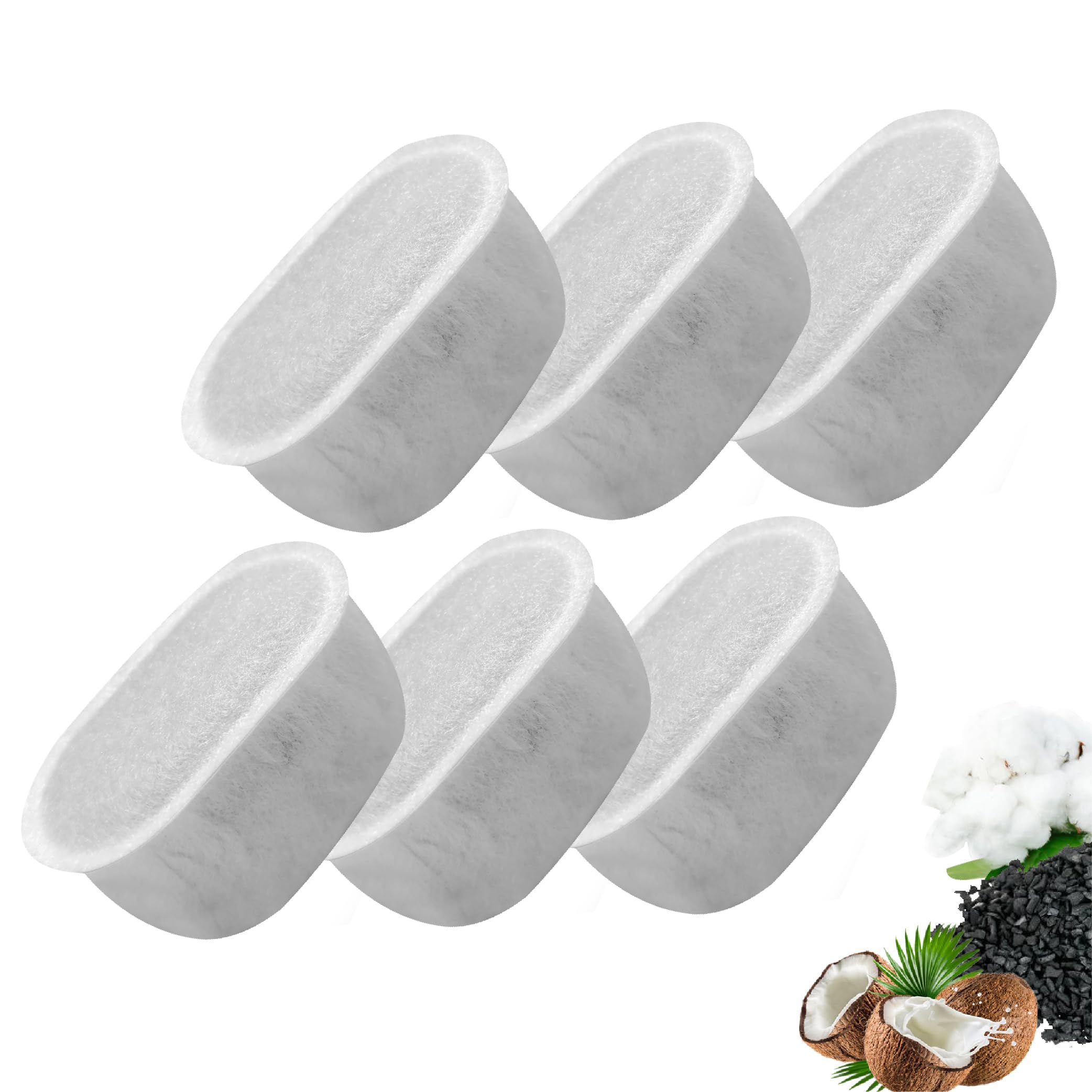 Photo 1 of TOGGATH Cat Water Fountain Charcoal Replacement Filters Compatible with W300 W300B W500 Automatic Pet Fountain 67oz/2L & 71oz/2.1L & 118oz/3.5L Dog Water Bowl Drinking Dispenser (6 Pack)
