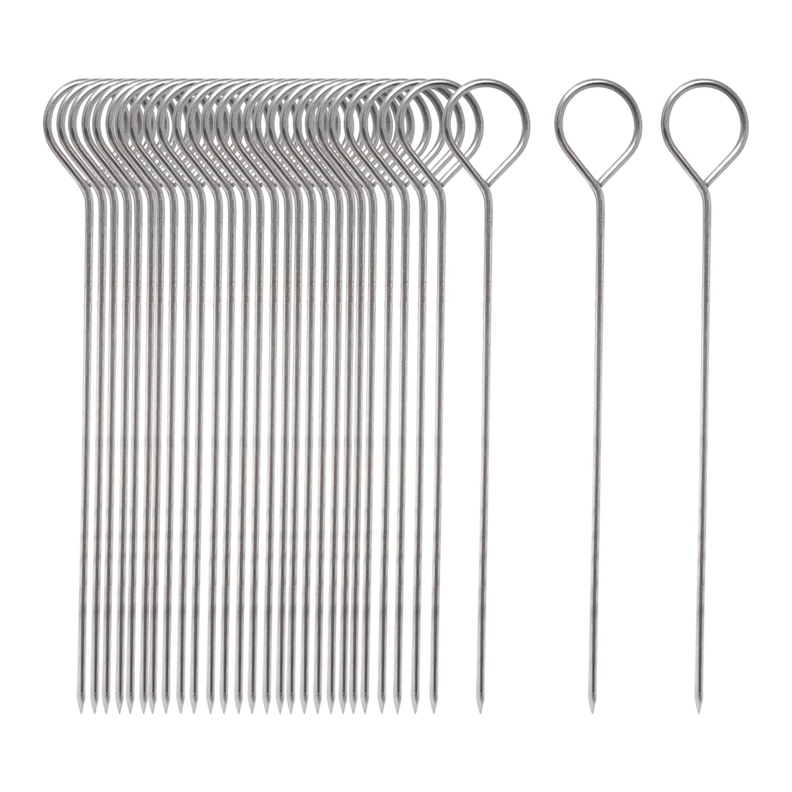 VIKY Stainless Steel 50pcs Meat Needles, 15 cm, Silver, Reusable BBQ Skewers for Meat, Veggies, Fruits, Ideal for Grilling & Gifting