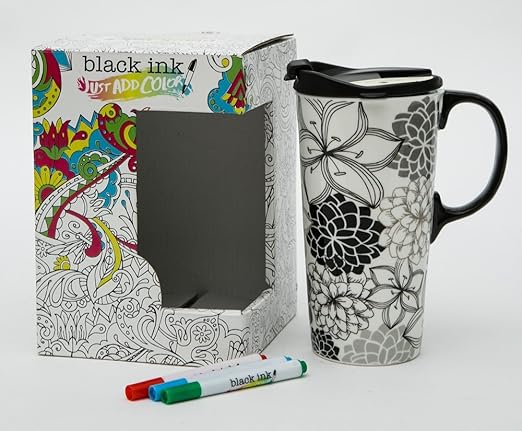 Cypress Home Floral Medley Coloring Book Ceramic Travel Coffee Mug 17 Ounces By Cypress Amazon Ca Home Kitchen