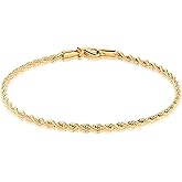 Barzel 18K Gold Plated Braided Rope Anklet for Women, 2.7 MM thick, 10 Inches long - Made In Brazil