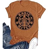 UYIQL Witch Shirts for Women Halloween Tshirt Vintage Withcy Graphic Short Sleeve Tee Tops
