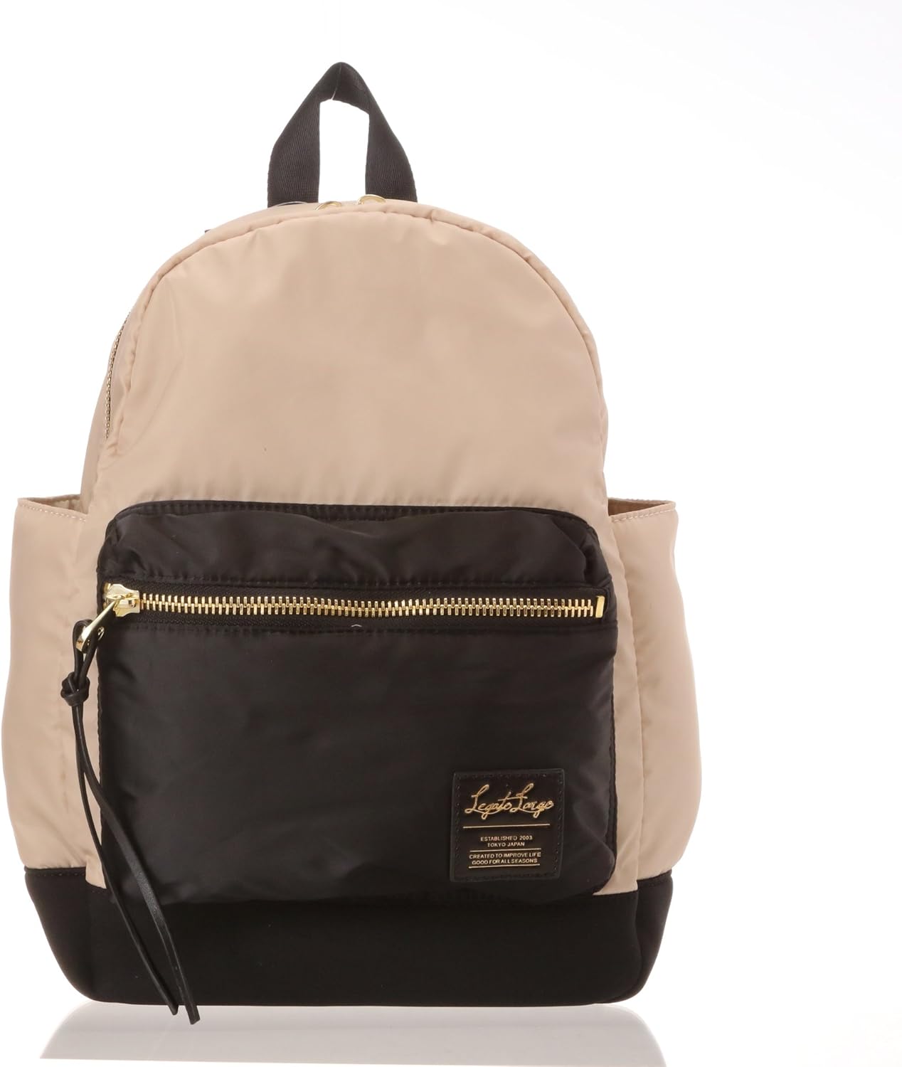 Amazon Co Jp レガートラルゴ Legato Largo 限定仕様 背面ファスナー サイドポケット仕様 ナイロンリュック リュック レディース おしゃれ 高密度ナイロン マザーズバッグ B B ベージュxブラック 服 ファッション小物