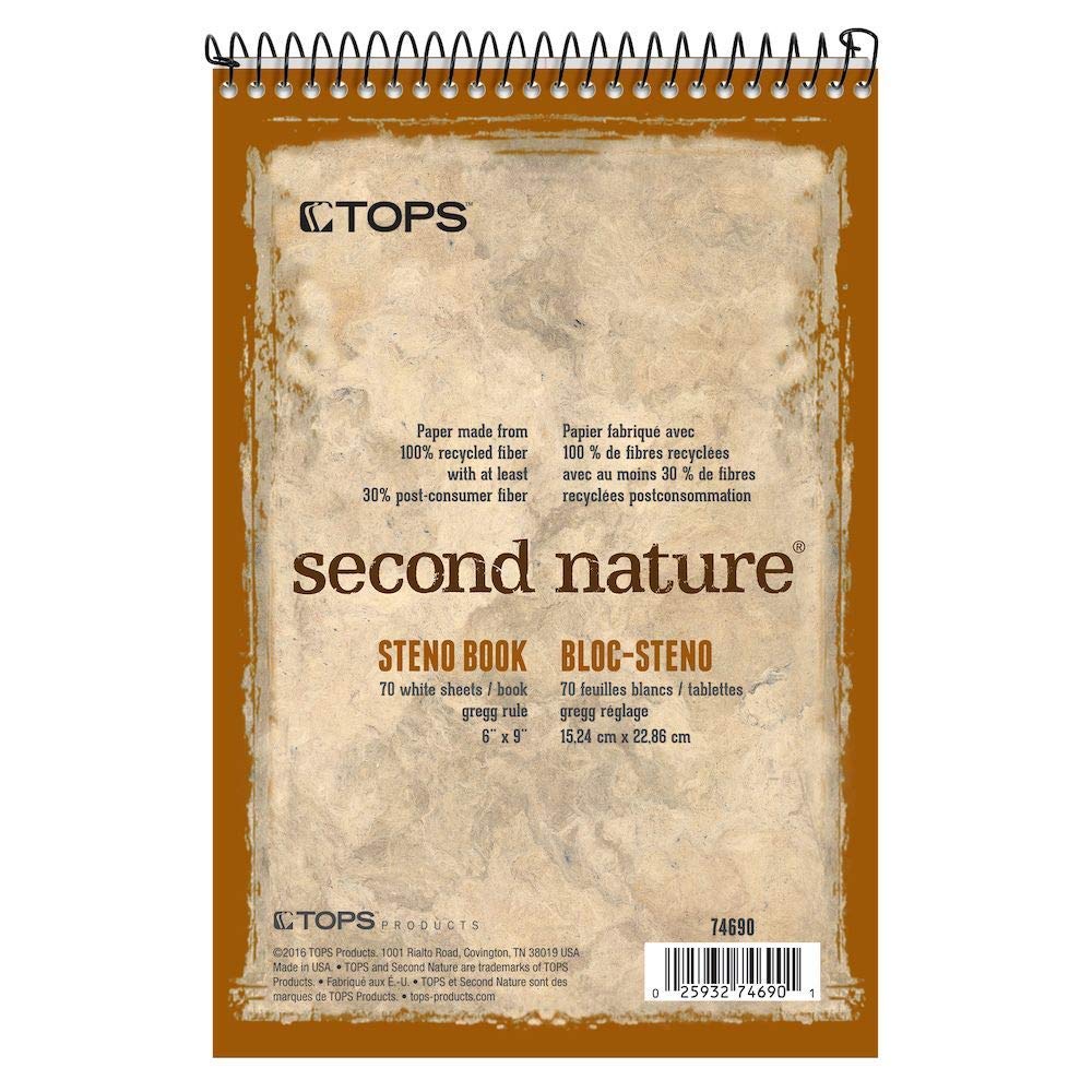 TOPS Second Nature Steno Books, 6" x 9", Gregg Rule, 70 Sheets (74690)