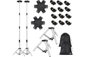 [Extra Tall] Affordura Boat Cover Support Pole with Metal Tripod Base and Hexagon Top, 27-71" Adjustable Poles with 6 Straps, Pontoon Cover Support System, 2 Set