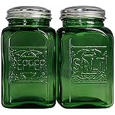 Ritadeshop Depression Style Glass Salt and Pepper Shakers (Green)