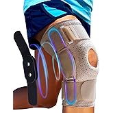 Sparthos Knee Brace - Heavy-Duty Hinged Support for ACL, MCL, Meniscus Tear, Arthritis, Tendonitis Pain - Open Patella - 4-Strap Adjustable, For Men & Women, Check Size Chart (Beige-L, 15½-20″ Thigh)