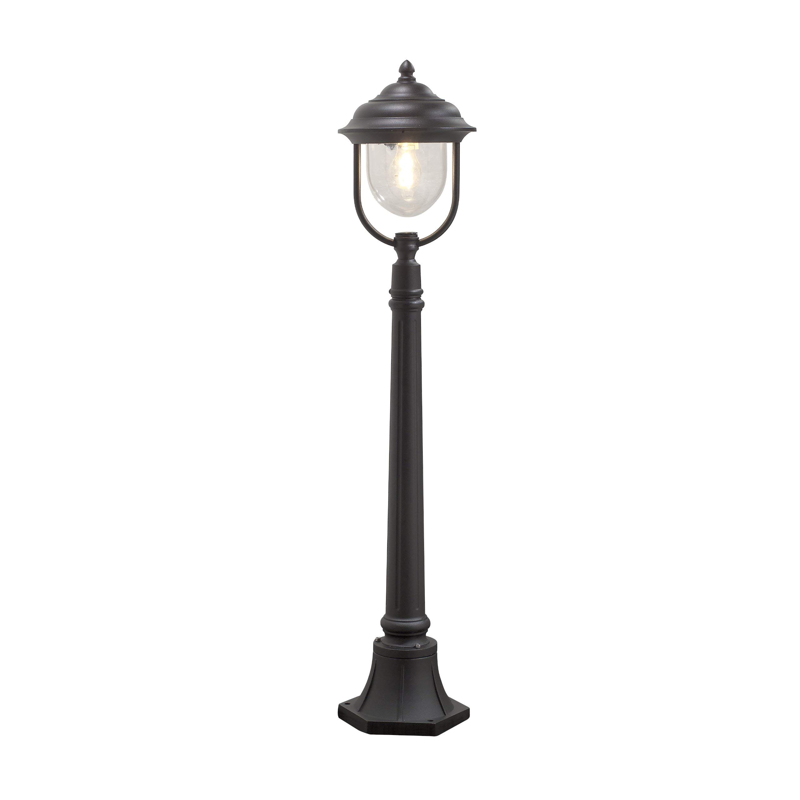 Konstsmide Outdoor Lights/Parma Post Outdoor Light/1 x 75 W E27 Max Bollard/Clear Acrylic Globe/Aluminium/IP43/Outside Light Matt Black