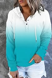 HVEPUO Womens Hoodies For Women Ombre Blue Hoodie