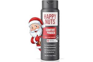 HAPPY NUTS Comfort Powder Deodorant For Men: Anti-Chafing Sweat Defense, Odor Control, Aluminum-Free, Perfect Stocking Stuffer Gift for Men's Private Parts 4 oz (1 Pack), Original Scent