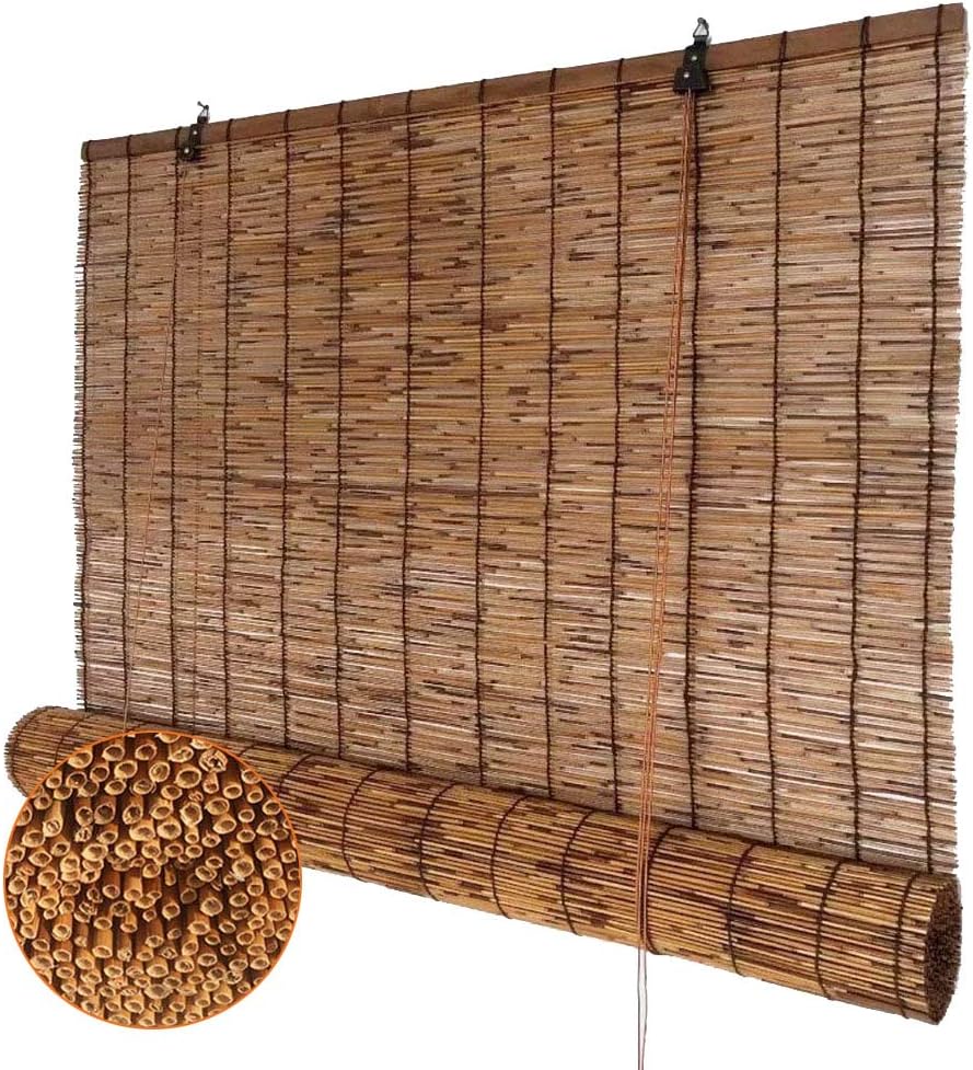 Mlxy Reed Roller Blinds Natural Straw Curtain,Bamboo Roller