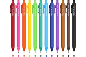 YISAN Colored Gel Pens,Retractable 0.7 mm Ink Pens,Bullet Tip Journal Pens Fast Dry 12 Assorted Colors,Smooth Writing for Journaling and Note Taking,Roller Ball Point,71044