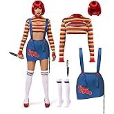 Spooktacular Creations Scary Killer Doll Costume with Wig and Toy Knife, Halloween Costumes for Women Adult 2025