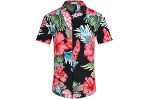 EISHOPEER Men's Hawaiian Shirts Short Sleeve Button Down Floral Tropical Holiday Beach Shirts S-3XL