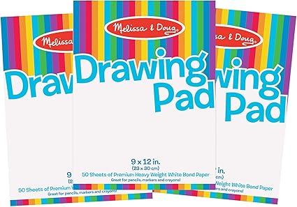 Melissa Doug Drawing Paper Pad 3 Pack Of Large Drawing Pads Pages Tear Cleanly 50 Pages Per Pack Great Gift For Girls And Boys Best For 3 4