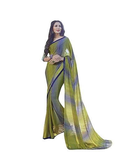 Womens Georgette Saree With Unstitched Blouse Piece (SGNTR1082SSSR004_Green)