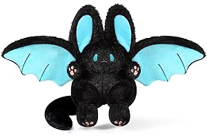 PEACH CAT Kawaii Bat Bunny Plush Pillow Cute Bat Rabbit Stuffed Animal for Kids Black 12"