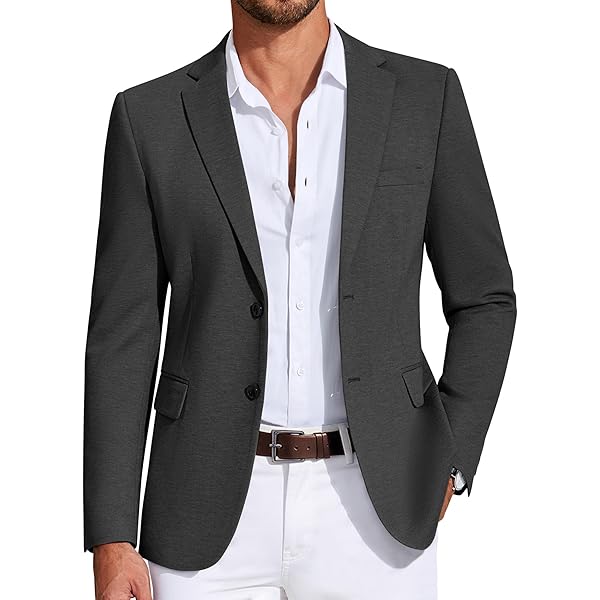 Coofandy - Giacca da uomo, casual, doppiopetto, con due bottoni, leggera, blazer da abito, Rosso scuro, S