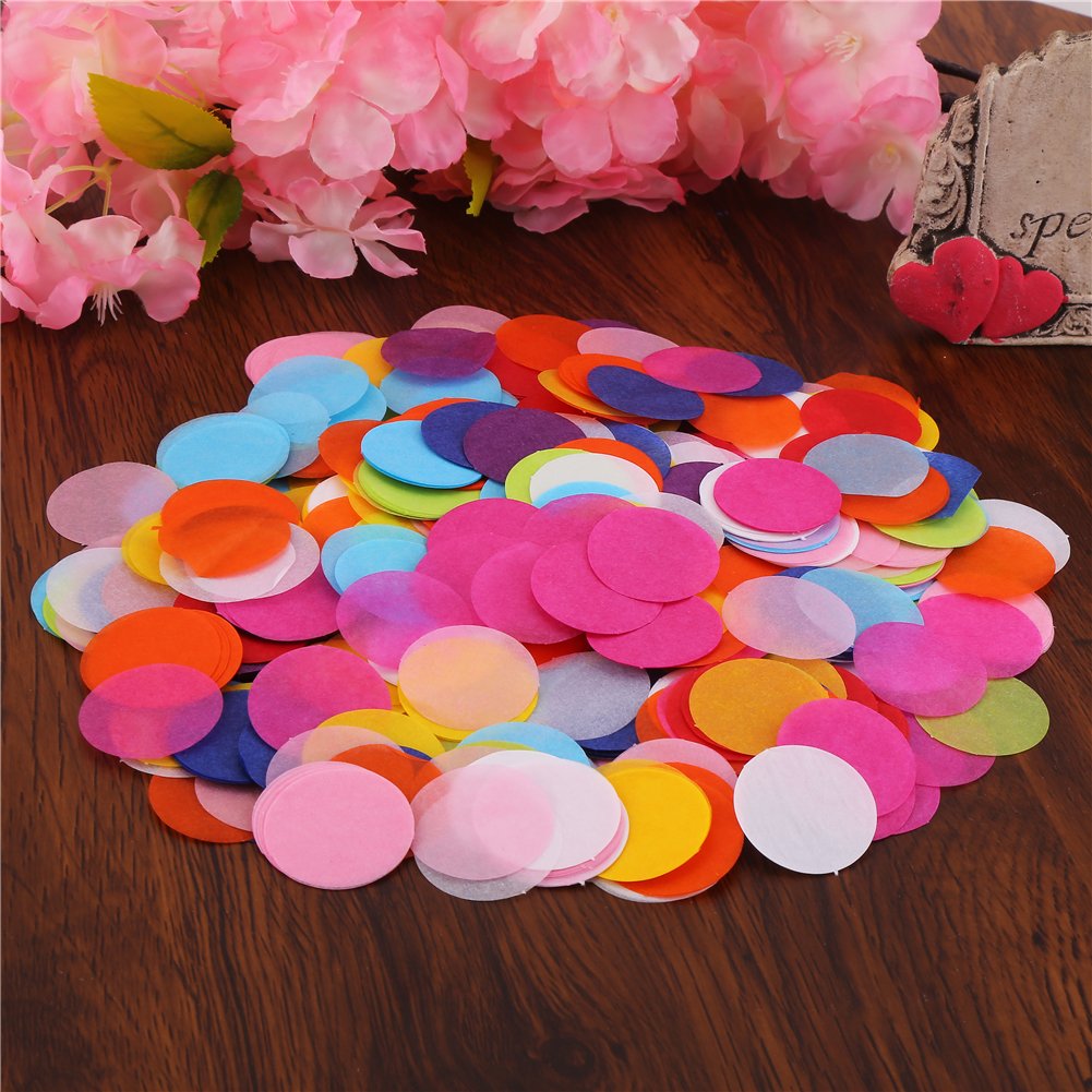 DECORA 1.2 Inch 2000 Pieces Multicolor Circle Paper Confetti for Party Wedding Decorations