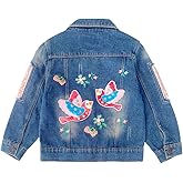 Peacolate 3-10Years Little Big Girls Spring Autumn Embroidered Denim Jacket