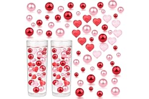 SONGJUM 10152 pcs Valentine's Day Vase Filler Pink and Red Pearl Beads Heart Floating Vase Fillers for Wedding Home Table Party Decor Valentine's Day Decor