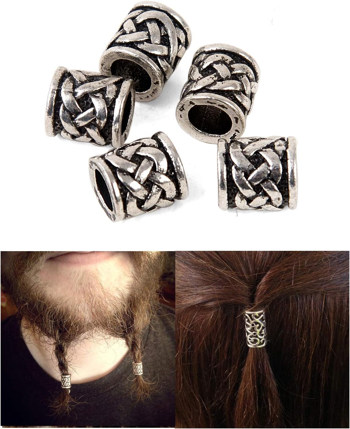 Norse Vikings Hair Bead Beard Bead Antique Silver Crossed