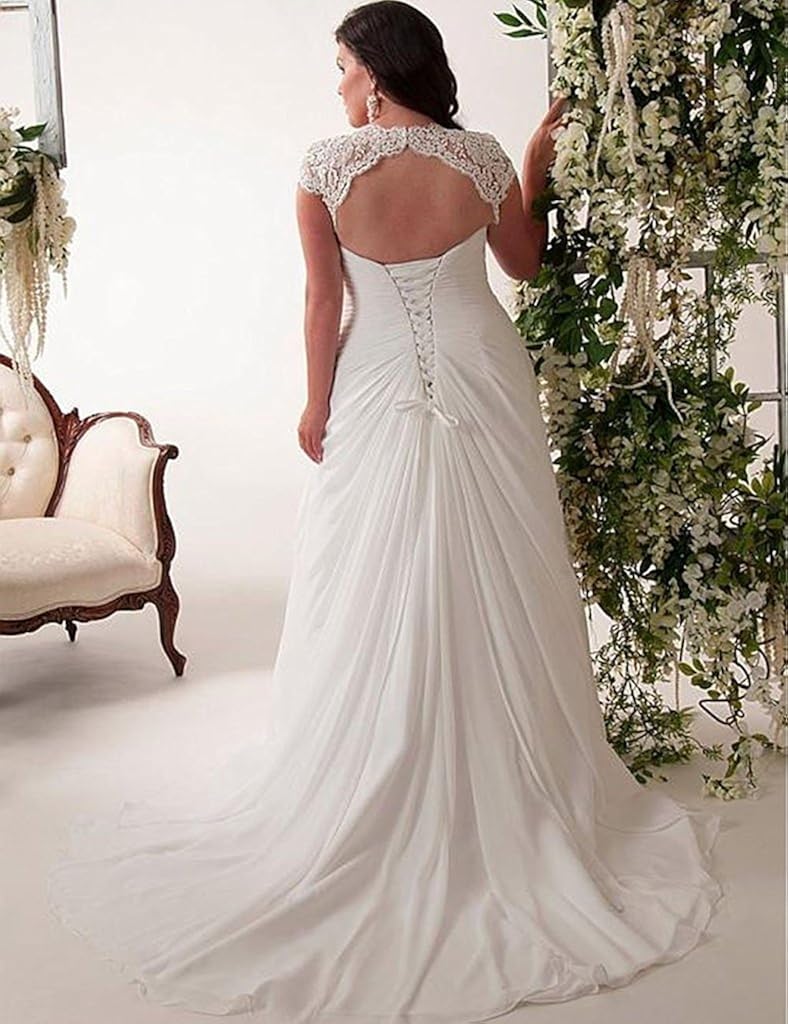 YIPEISHA Women's Elegant Applique Lace Wedding Dress V Neck Plus Size Beach Bridal Gowns at  Women’s Clothing store