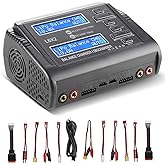 LiPo Battery Charger 10A Dual Fast Balance Battery Chargers Discharger for 1S-6S LiPo Li-ion Life LiHV 1S-15S NiCd NiMH PB Sm