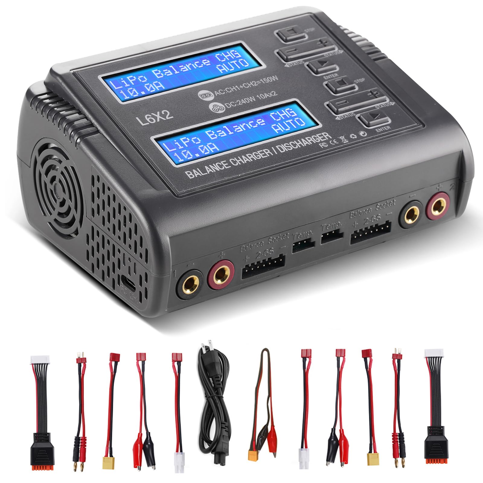 Photo 1 of LiPo Battery Charger Fast Balance Battery Chargers Discharger for 1S-6S LiPo Li-ion Life LiHV 1S-15S NiCd NiMH PB Smart Batteries RC Car RC Drone (Blue)