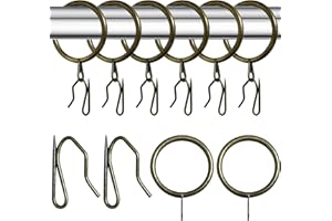 KAHIT 30 Pack Curtain Hooks for Drapes and 30 Pack Curtain Rings with Hooks MetalPinch Pleat Curtain Hooks Pleat Hooks for Drapes Curtain Rings for Drapes Pinch Pleat Hooks Black