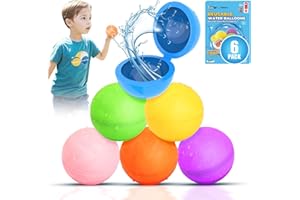 Tizikcon 6PCS Magnetic Reusable Water Balloons for Kids Outdoor Activities, Refillable Latex-free Pool Beach Bath Toys, Self Sealing Water Bombs Splash Balls Quick Fill for Summer Games