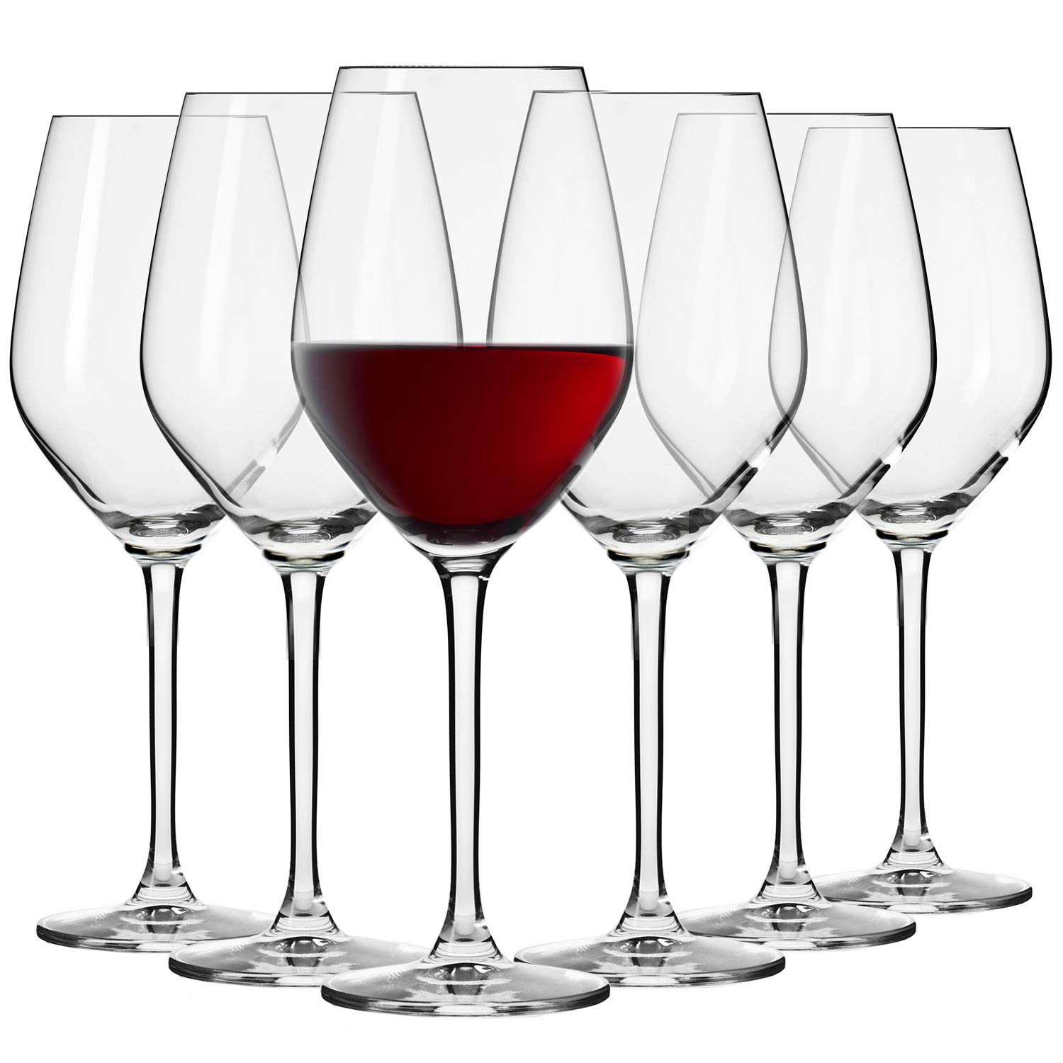 Krosno Small Red Wine Glasses Set of 6 | 300 ML | Splendour Collection | White Wine Glasses, Crystal Wine Glasses, Wine Tasting Set | Crystal Glass | Home, Restaurants & Parties | Dishwasher Safe