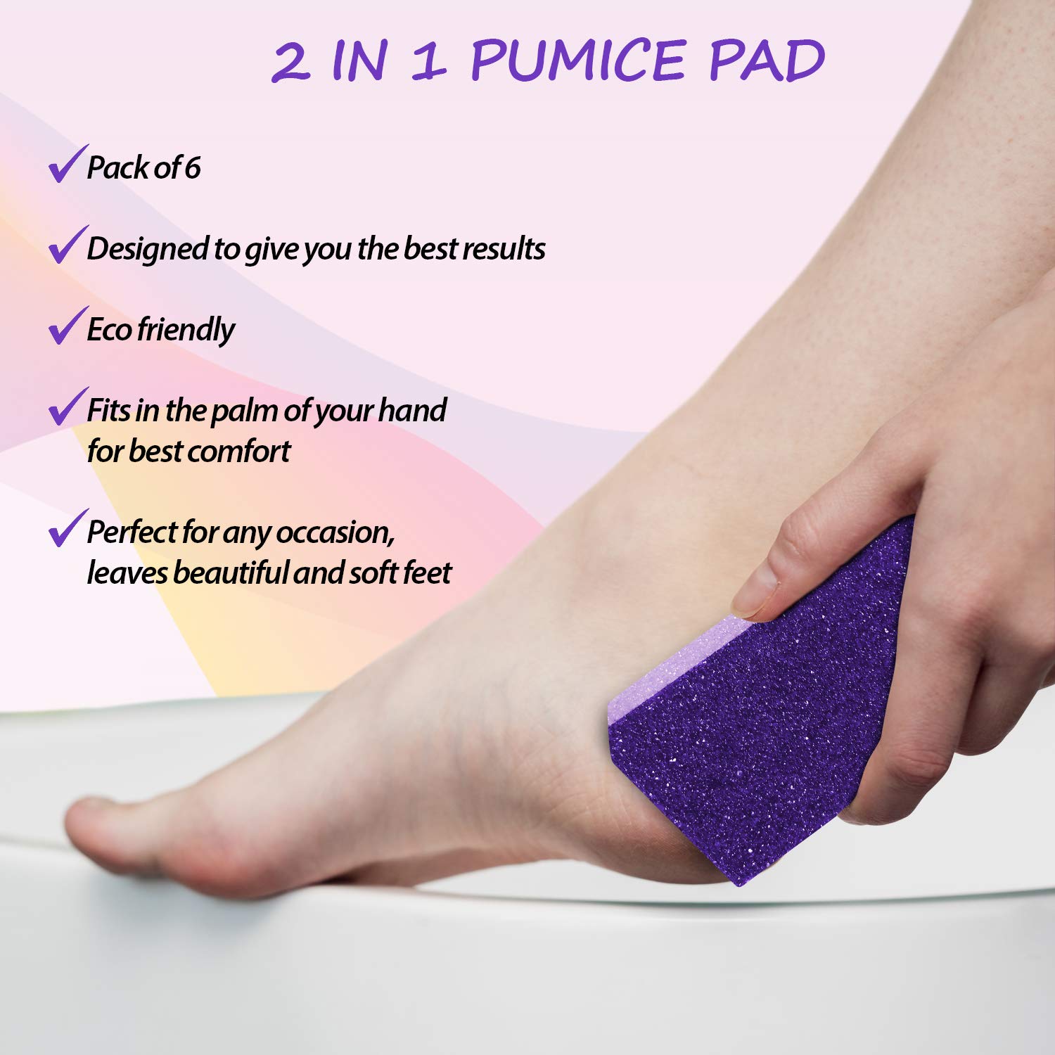 Pack of 6 - Pumice Stone for Feet, 2 in 1 Foot Scrubber Tool for Pedicure, Callous Remover, Dead Skin Remover for Feet,Professional Foot Pumice Stone, Foot Care for Women and Men: Beauty