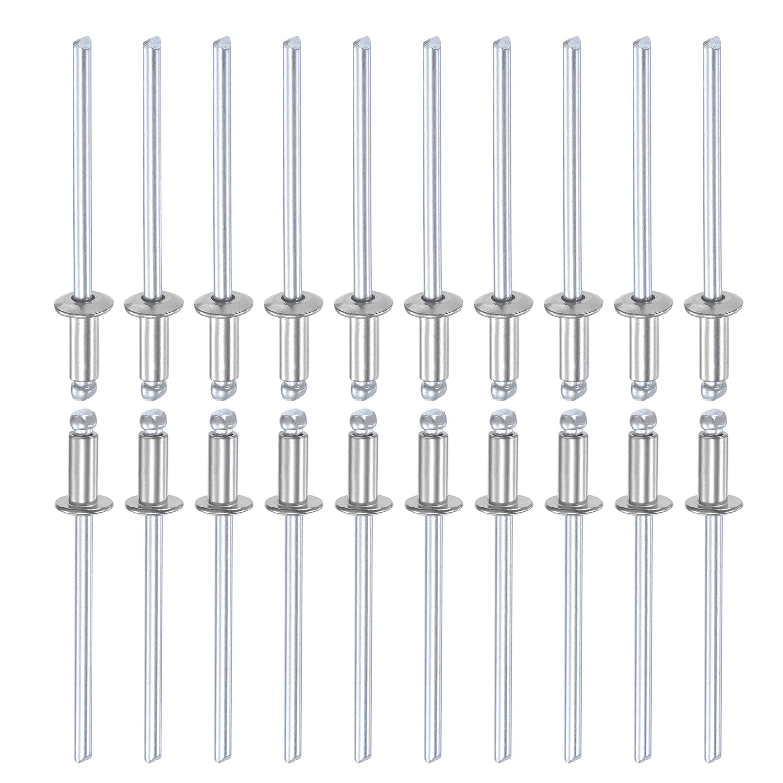DTGN 3.2mm x 7mm (DXL) Blind Rivets - 50Pack - Good for Machinery Joining - 304 Stainless Steel Dome Open End Rivet
