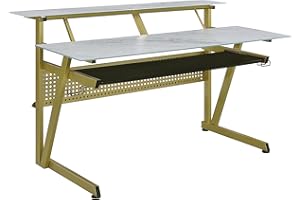 Musiea IM200 Series Tempered Glass Music Studio Workstation with 2 x 4U Rack (White)