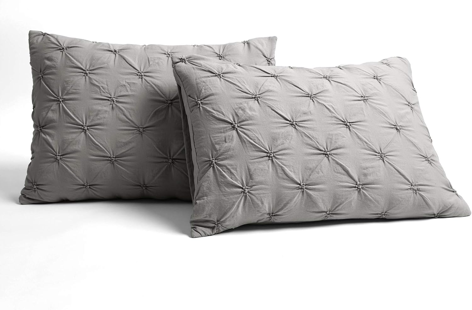 Lush Decor Ravello Comforter Shabby Chic Style Pintuck 5 Piece Bedding Set with Pillow Shams, King, Gray: Home & Kitchen