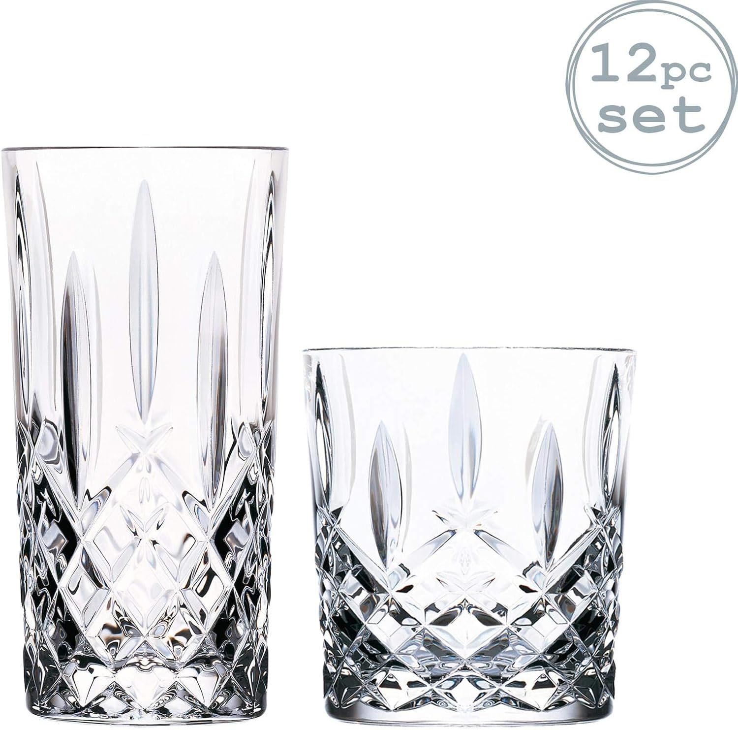 RCR Crystal Orchestra Cut Glass Whiskey Tumblers and Highball Cocktail