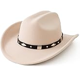 Jastore Kids Cowboy Hat for Girls Boys Western Cowgirl Hat with Buckle Belt Toddler Unisex Wide Brim Fedora Hat