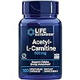 Life Extension Acetyl-L-Carnitine, Acetyl-L-Carnitine, Vitamin C, Brain, Mood & Nerve Health, Cellular Energy, 3-Month Supply, Gluten-Free, Non-GMO, Vegetarian, 100 Capsules