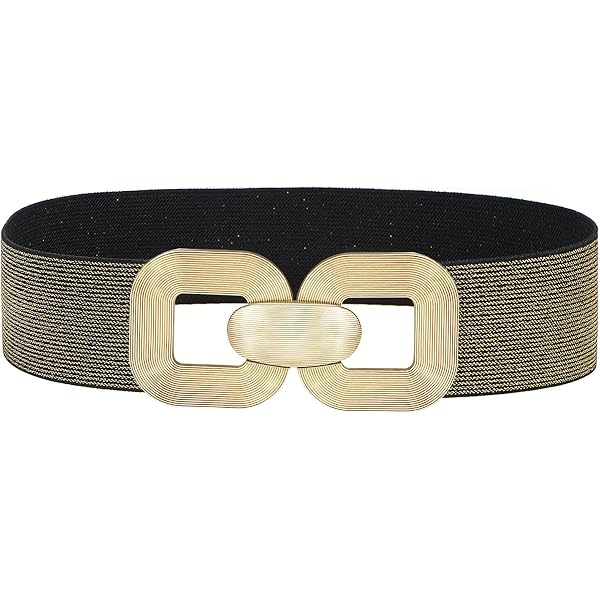 9679 Wide Elastic Cinch Stretch Waistband Retro Gold Bow Buckle Waist Belt macoking Womens Western Elastic Waist Wide Belt with Fashion  main image 2