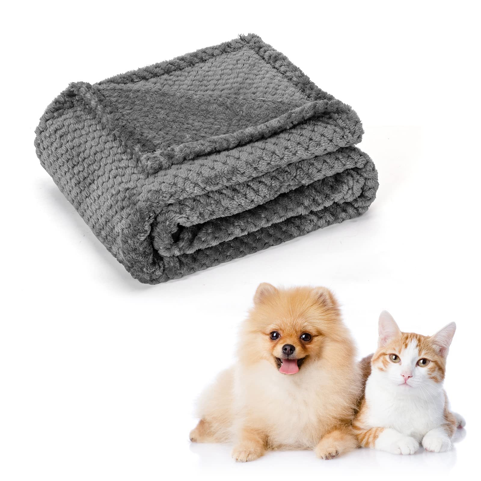 Nobleza Dog Blanket 80x80cm Fluffy Fleece Pet Blankets for Cat Puppy Washable Soft Warm Kitten Sleep Mat Bed Pad Grey