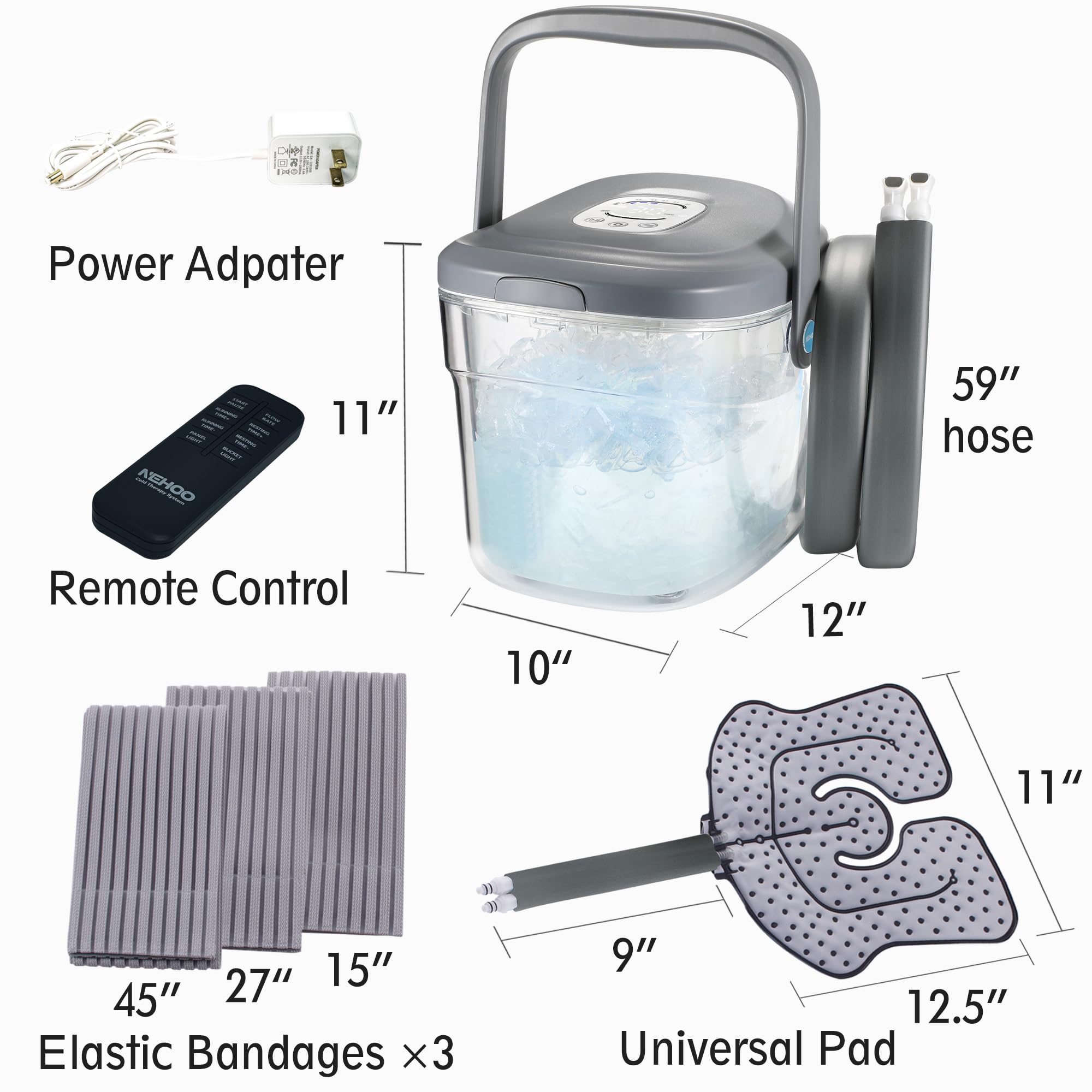 Nehoo Ice Machine Mua Cold Therapy System, Programable Timer, Wireless Remote, Double ...