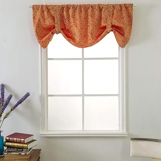 Amazon Com Wubodti Rustic Kitchen Window Valances 1 Panel Orange